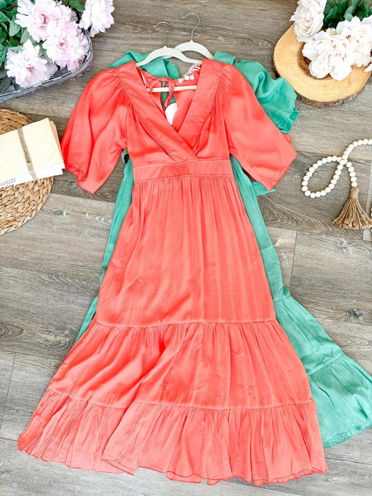 Umgee Maxi Dress-Coral