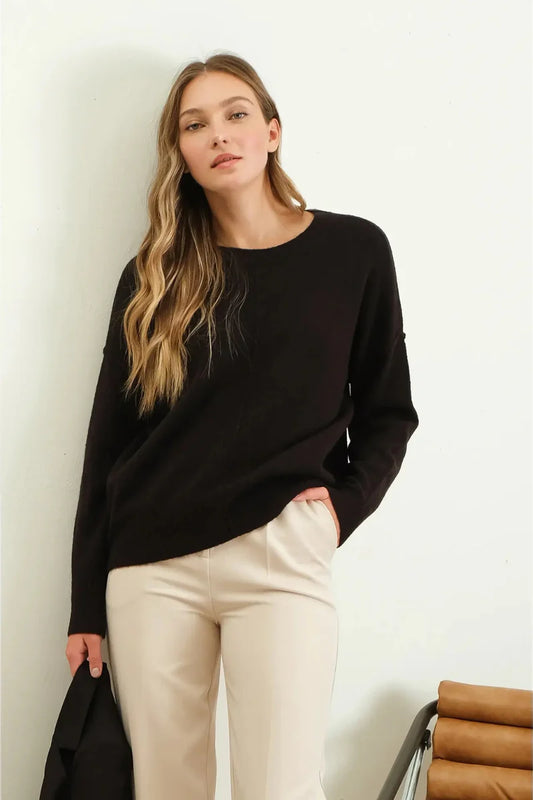 Blu Pepper Oversized Lightweight Black Sweater