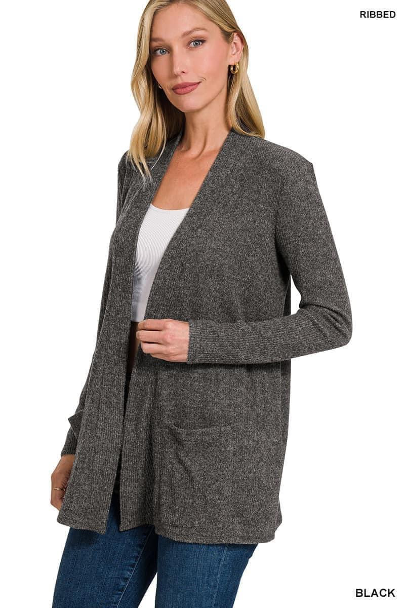 Heather Ribbed Cardigan