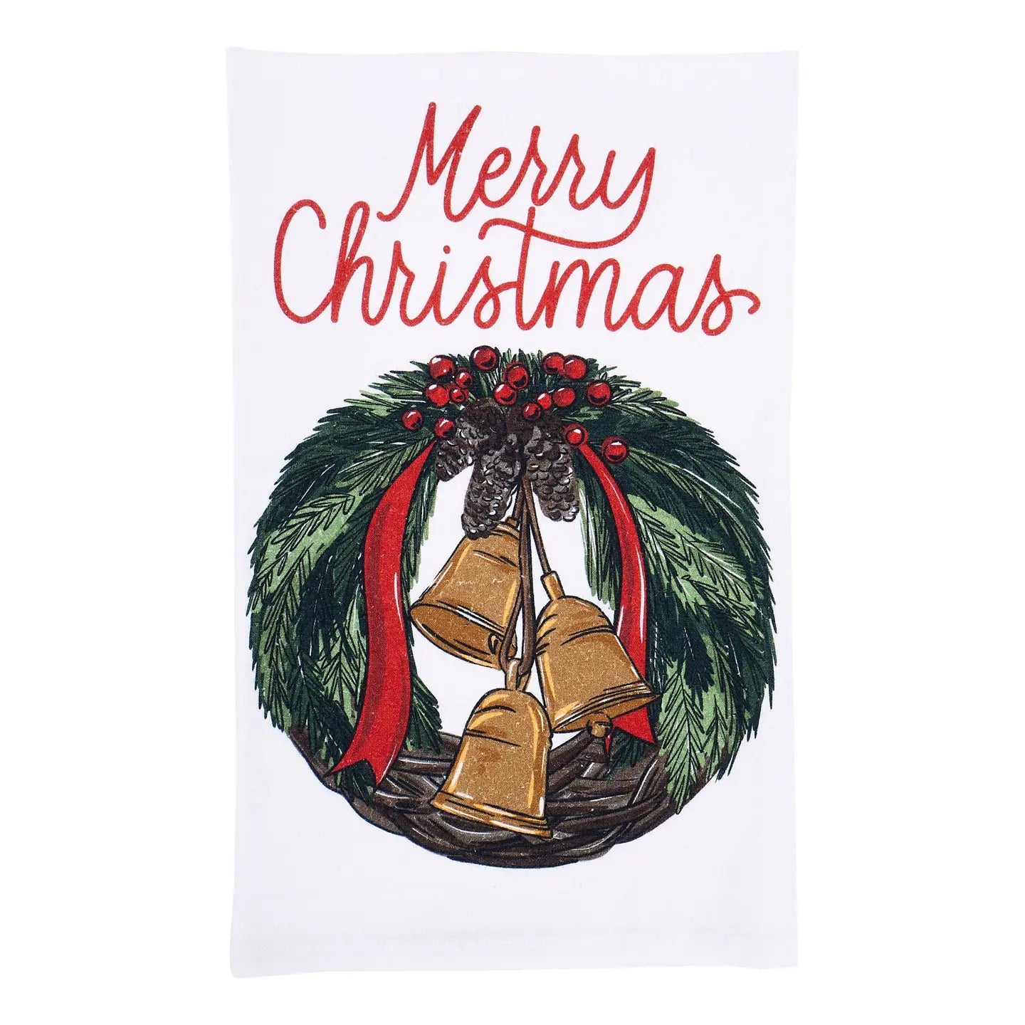 Merry Christmas Wreath Tea Towel