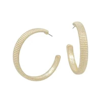 Gold Ribbed Hoops