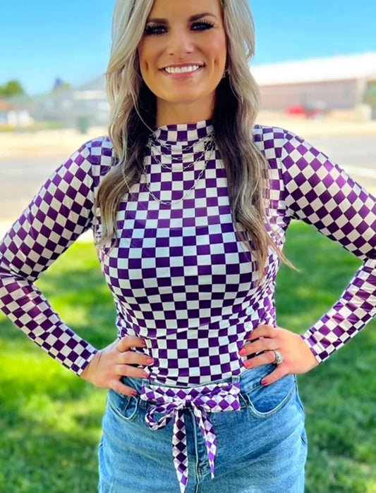 Mesh Purple/White Top-Large