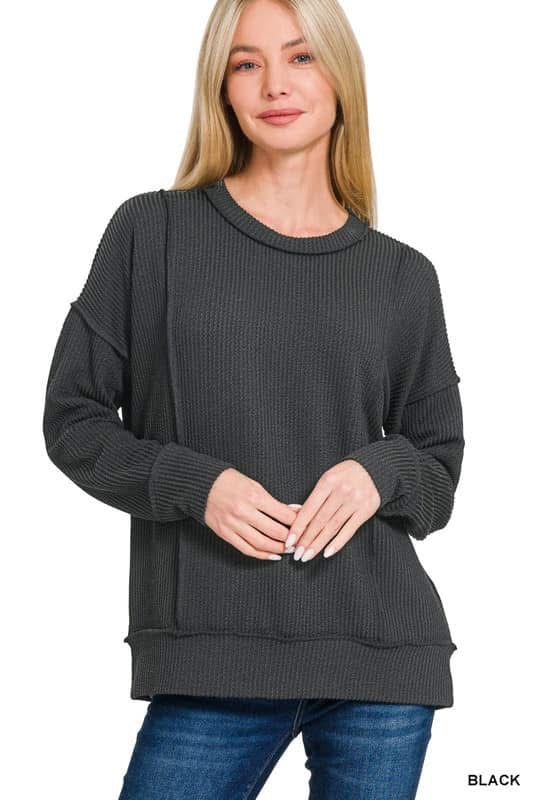 Black Ribbed Long Sleeve