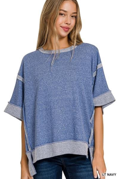 Oversized Blue Contrast Top