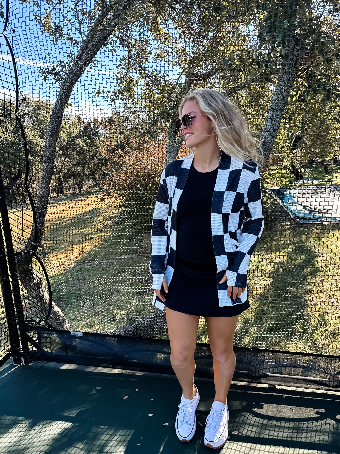 Lola Checkered Cardigan