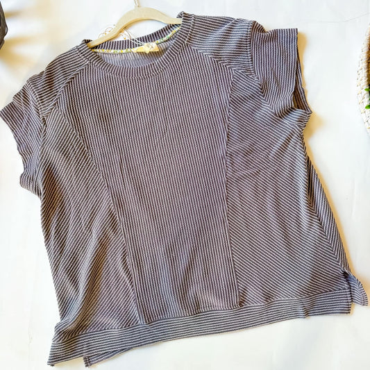 Umgee Grey Ribbed Top-Plus