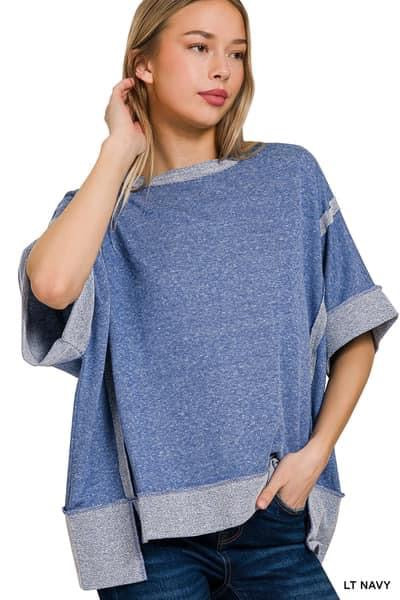 Oversized Blue Contrast Top