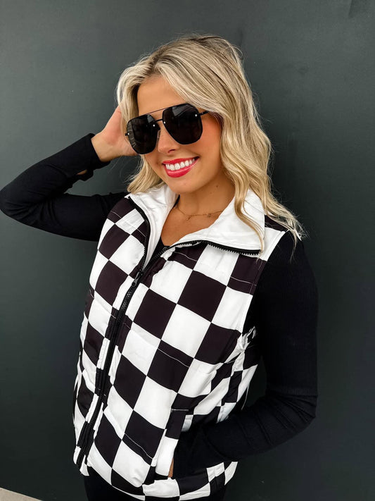 Black and White Checkered Vest