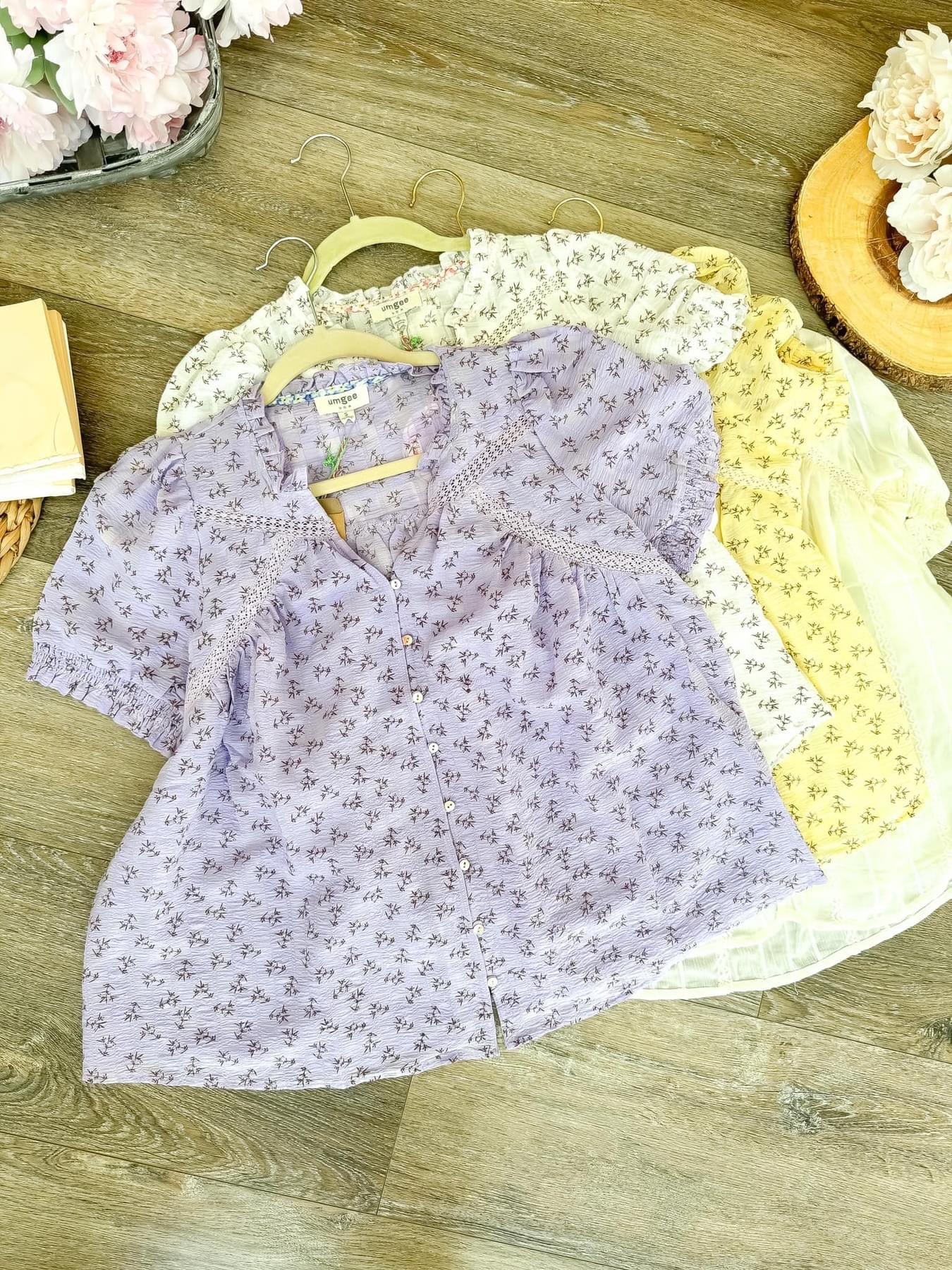 Umgee Lilac and Butter Floral Tops