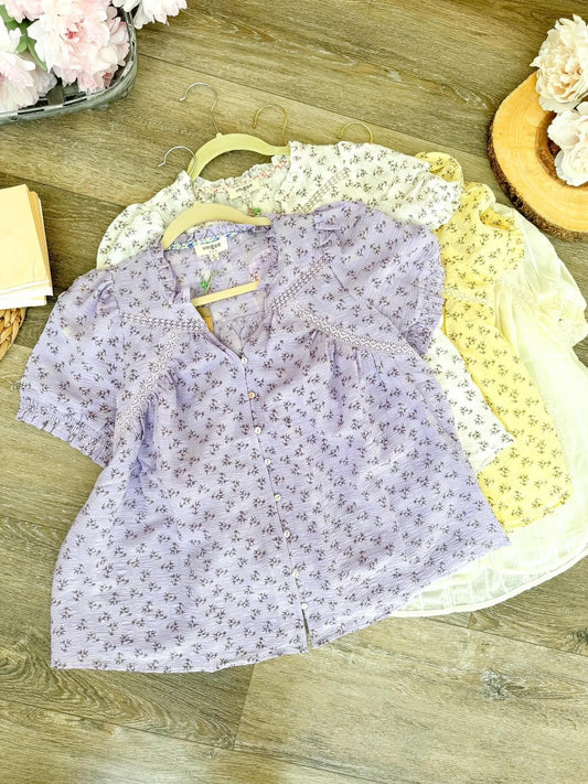 Umgee Lilac and Butter Floral Tops