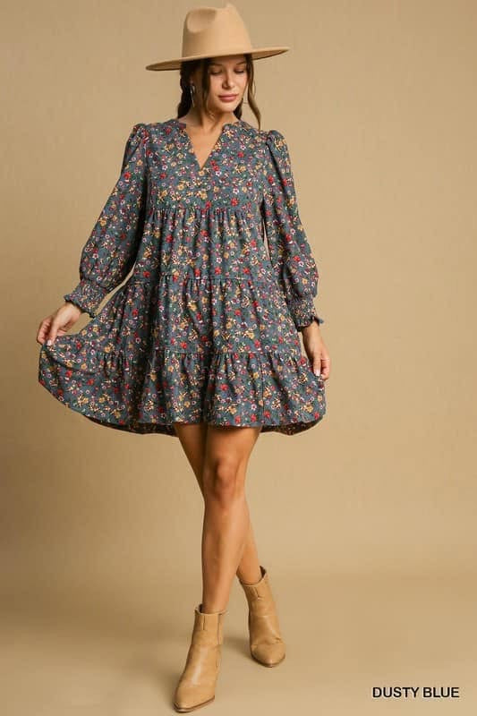 Floral Corduroy Dress