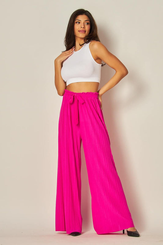 Pleated Wide Leg-Pink