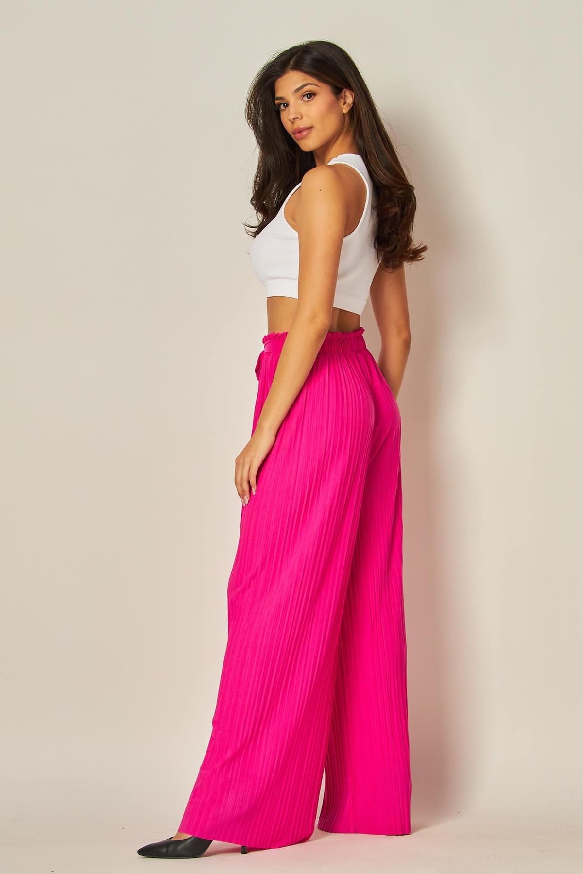 Pleated Wide Leg-Pink