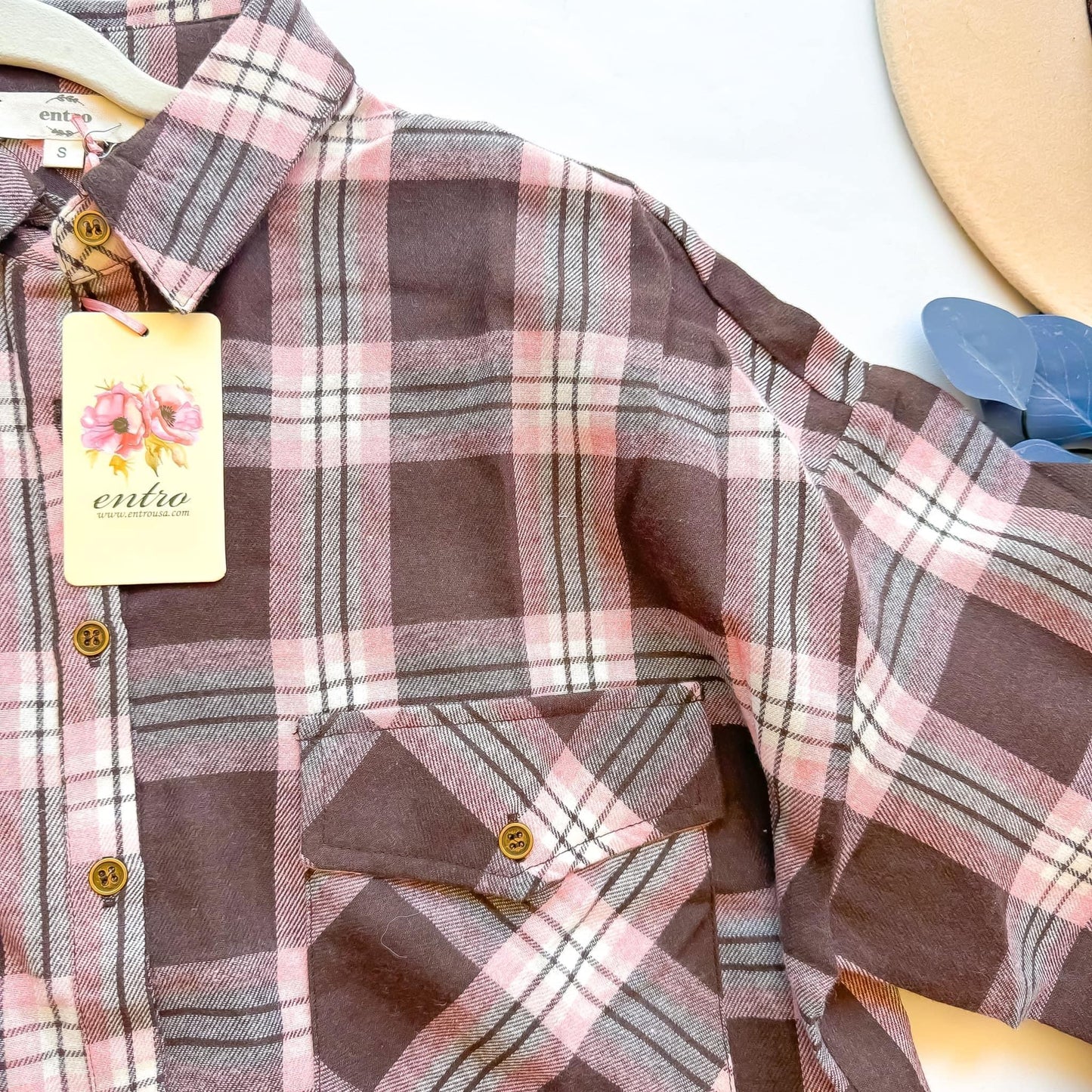 Entro Pink and Brown Flannel