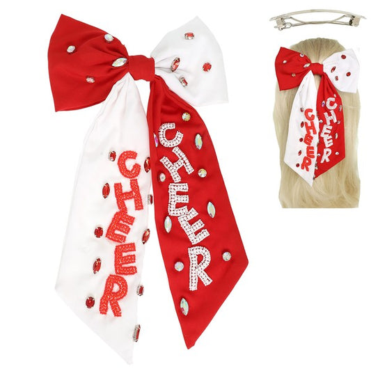 Red and White Cheer Bow