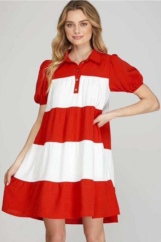 Game Day Dress Red/White