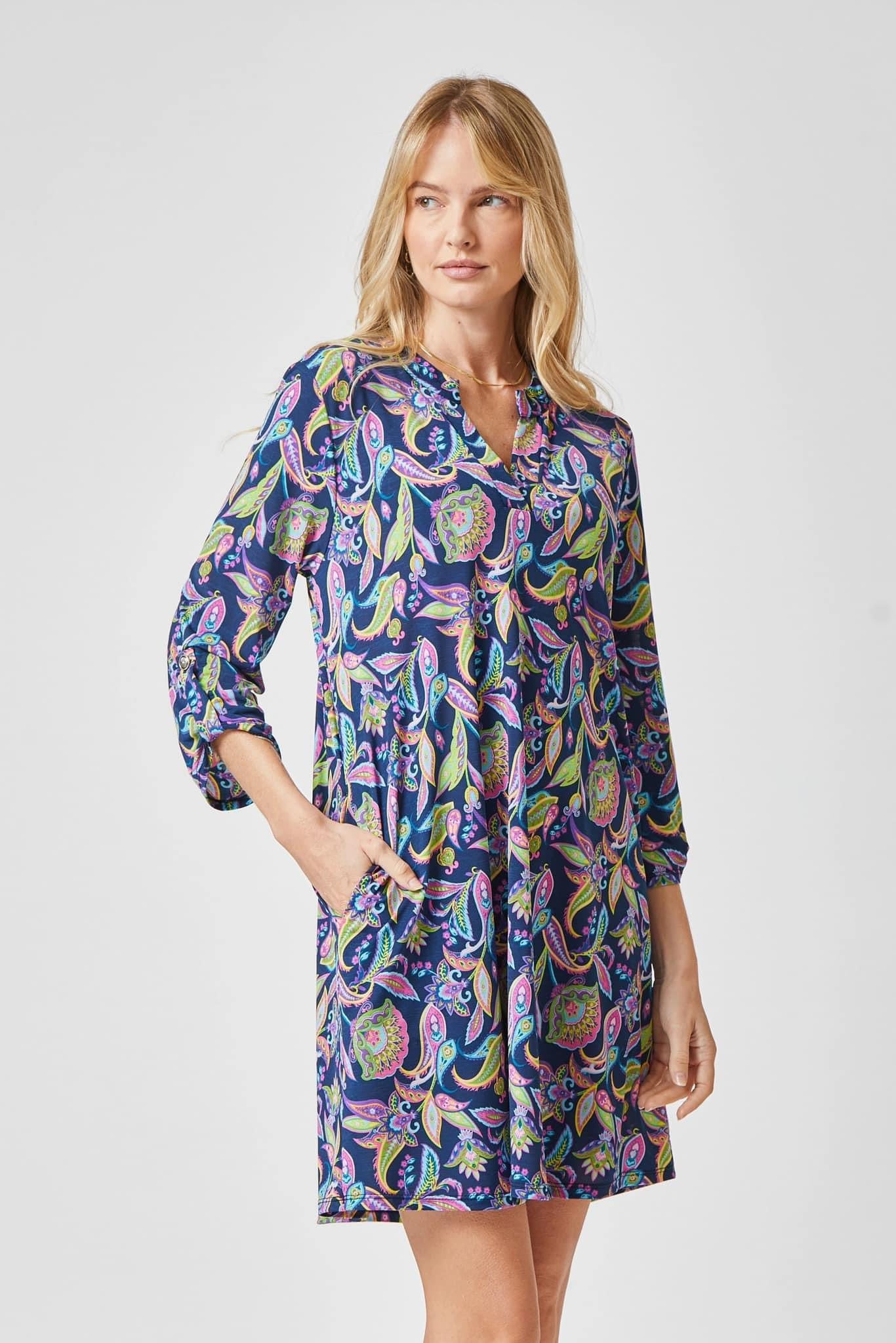 Dear Scarlett Navy Paisley Dress