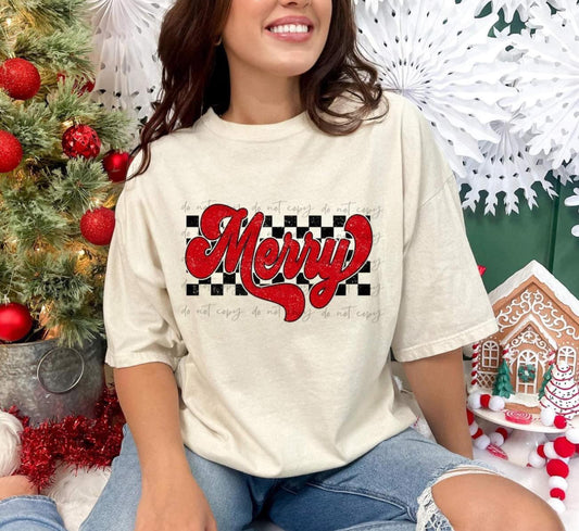 Vintage Checkered Merry Tee